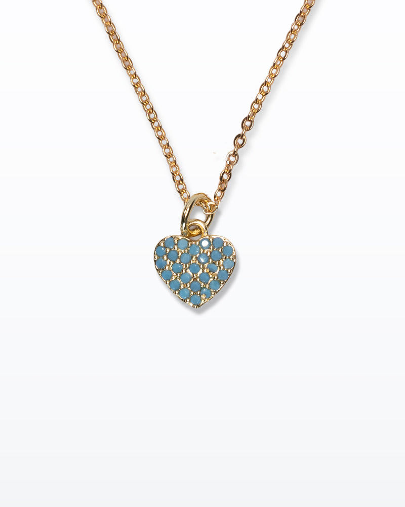 Cuore Turchese – Collana dorata con cuore e cristalli